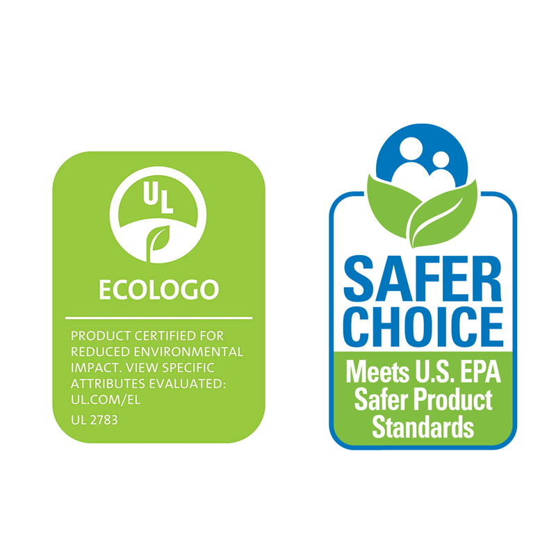 EPA registered and Eco Logo or Green Seal certified